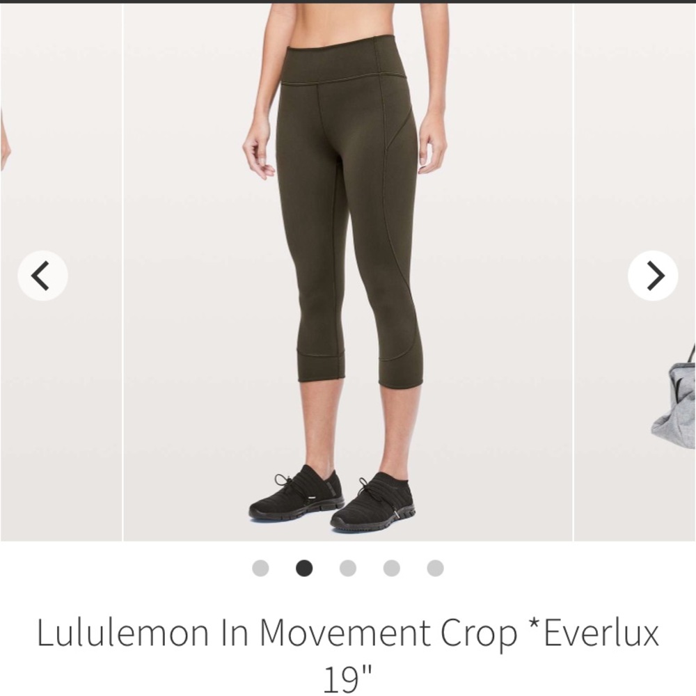 Lululemon in movement crop 19” everlux olive green